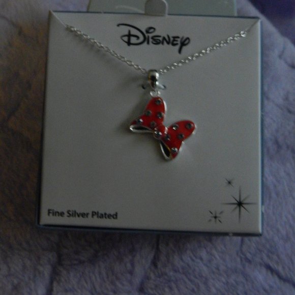 Disney Minnie Red Bow Crystal Fine Sterling Silver Pendant Necklace NWT/… - Picture 3 of 7